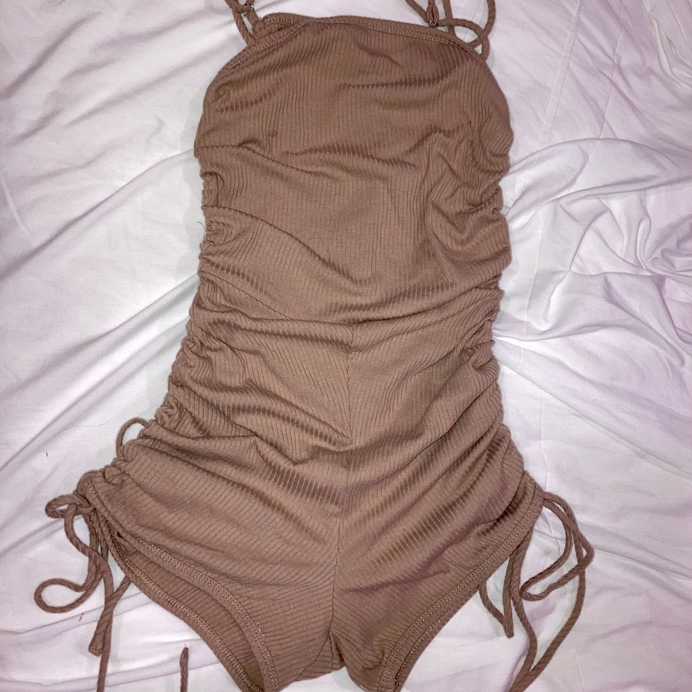 Forever 21 one piece ruched side tie romper